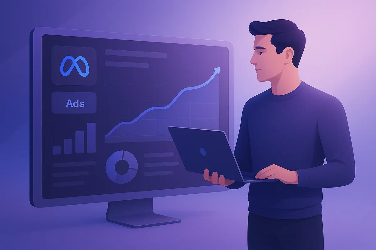 Analyse des performances des Meta Ads avec des graphiques et des données claires.